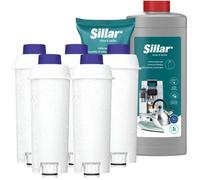 Sillar Kit pour machine à café Delonghi : 5 filtres à eau + produit détartrant 1 l