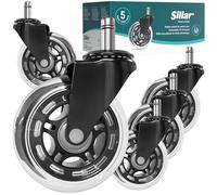 Sillar Lot de 5 roulettes de rechange universelles silencieuses et sans rayures en polyuréthane non compatible avec IKEA Noir 11 x 22 mm