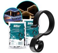 Sillar Lot de 80 crochets de suspension en forme de S à double tête en plastique noir résistant aux intempéries pour suspendre des guirlandes lumineuses en forme de stalactites