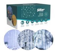 Sillar Rideau Lumineux 3 x 3 m LED, Rideau Guirlande Lumineuse avec 8 Modes, 300 LED, Décoration Intérieure pour Décoration de Fête, Noël, Éclairage Intérieur (Blanc Froid)