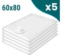 Sillar Sac à vide épais pour vêtements 60x80 cm cube | Sac à vide pour vêtements avec valve hermétique - transparent 5 pièces