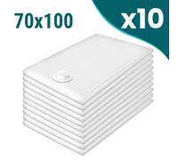 Sillar Sac à vide épais pour vêtements 70x100 cm cube | Sac à vide pour vêtements avec valve hermétique - transparent 10 pièces
