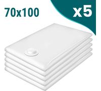 Sillar Sac à vide épais pour vêtements 70x100 cm cube | Sac à vide pour vêtements avec valve hermétique - transparent 5 pièces