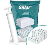 Sillar Sacs sous vide réutilisables pour vêtements 9 pièces + pompe, Sacs sous vide pour le stockage des textiles, Quilt 6x 40x60cm, 3x 60x80cm