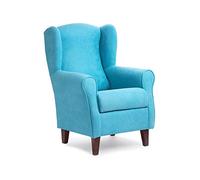 Sillonea - Fauteuil à Oreilles Roma, Petit Fauteuil de Lecture Individuel, idéal pour Regarder la télévision/Lire. Dimensions : 100 x 74 x 77 cm. Revêtement en Tissu Anti-Taches (Turquoise, Noyer)