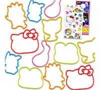 Silly Bandz Lot de 48 bracelets avec inscription Hello Kitty, Keroppi, My Melody et autres personnages et autocollants, 3 x 3 x 3 inches, Hello Kitty Silly Bandz, Bracelet Hello Kitty pour filles
