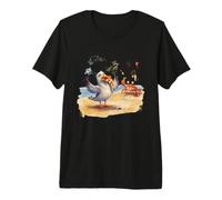 Silly Crab and Lucky Pizza Seagull - Aquarelle Mignonne Plage T-Shirt Haut de Gamme