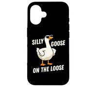 Silly Goose on The Loose Funny Goose Meme Men Women Coque pour iPhone 16