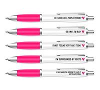Silly Sentiments Lot de 5 stylos à bille - Ensemble de stylos amusants pour anniversaire de fille - Cadeau insolite - Accessoires de bureau
