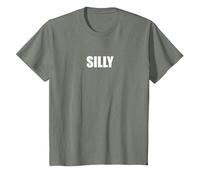 Silly - Typographie de Mots drôles T-Shirt, Enfant, Vert Kaki chiné, 10 Ans