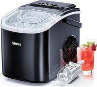 Silonn Ice Makers Countertop, 26 lbs/24 H, machine à glace auto-nettoyante, 9 cubes prêts en 6 minutes, 2 tailles de glace bullet glace, pour la maison, la cuisine, le bureau, le bar, la fête, noir