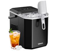 Silonn Machine à Glaçons, Petite Machine à Glaçons avec Poignée, Machine à Glaçons Autonettoyante avec Panier et Pelle, 9 Glaçons en 6 Min 12 KG par Jour, Idéale pour la Maison la Cuisine le RV