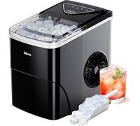 Silonn Machine à glaçons, petite machine à glaçons auto-nettoyante avec pelle à glace et panier, 9 cubes prêts en 6 minutes, 12 kg en 24 heures, 2 tailles de glace pour cuisine, bureau, bar et fête