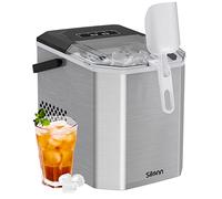 Silonn Machine à Glaçons, Petite Machine à Glaçons avec Poignée, Machine à Glaçons Autonettoyante avec Panier et Pelle, 9 Glaçons en 6 Min 12 KG par Jour, Idéale pour la Maison la Cuisine le RV