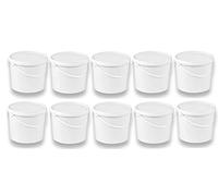 Silplast Lot de 10 seaux de 5 litres avec couvercle blanc - Lot de 10 seaux à lait/stockage empilables - Seau à miel - En plastique alimentaire - Pour farine - Seau à eau