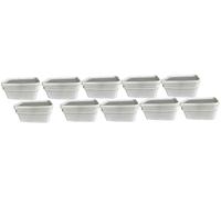 Silplast Lot de 10 seaux rectangulaires de 3 litres avec couvercle blanc - Lot de 10 seaux à lait/stockage empilables avec poignée en plastique - Seau à miel - Seau en plastique - Pour distribution