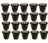 SILPLAST Lot de 20 seaux de 20 litres avec couvercle noir - Seau en plastique pour aliments, produits chimiques, farine, seaux de stockage empilables en plastique - Seau à lait, miel, seau à eau