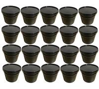 SILPLAST Lot de 20 seaux de 5 litres avec couvercle noir - En plastique - Pour aliments, produits chimiques et farines - Empilables - Seau à lait, miel - Seau à eau