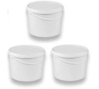 Silplast Lot de 3 seaux de 10 litres avec couvercle blanc - Lot de 3 seaux à lait/stockage empilables - Seau à miel en plastique - Distributeur alimentaire - Seau vide pour farine