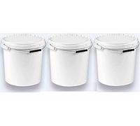Silplast Lot de 3 seaux de 20 litres avec couvercle blanc - Lot de 3 seaux à lait/stockage empilables - Seau à miel en plastique - Distributeur alimentaire - Seau vide pour farine