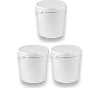 Silplast Lot de 3 seaux de 30 litres avec couvercle blanc - Lot de 3 seaux à lait/stockage empilables - Seau à miel en plastique - Distributeur alimentaire - Seau vide pour farine