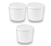 Silplast Lot de 3 seaux de 5 litres avec couvercle blanc - Lot de 3 seaux à lait/stockage empilables - Seau à miel - En plastique alimentaire - Pour farine - Seau à eau