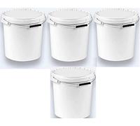 Silplast Lot de 4 seaux de 20 litres avec couvercle blanc - Lot de 4 seaux à lait/stockage empilables - Seau à miel en plastique - Distributeur alimentaire - Seau vide pour farine