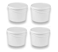 Silplast Lot de 4 seaux de 5 litres avec couvercle blanc - Lot de 4 seaux à lait/stockage empilables - Seau à miel - En plastique alimentaire - Pour farine - Seau à eau