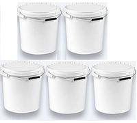 Silplast Lot de 5 seaux de 20 litres avec couvercle blanc - Lot de 5 seaux à lait/stockage empilables - Seau à miel - En plastique alimentaire - Pour farine - Seau à eau