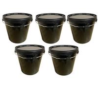 SILPLAST Lot de 5 seaux de 20 litres avec couvercle noir - En plastique - Pour aliments, produits chimiques et farines - Empilables - En plastique