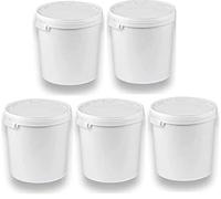 Silplast Lot de 5 seaux de 30 litres avec couvercle blanc - Lot de 5 seaux à lait/stockage empilables - Seau à miel - En plastique alimentaire - Pour farine - Seau à eau