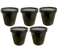 SILPLAST Lot de 5 seaux de 30 litres avec couvercle noir - En plastique - Pour aliments, produits chimiques et farines - Empilables - En plastique