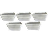 Silplast Lot de 5 seaux rectangulaires de 5 litres avec couvercle blanc - Lot de 5 seaux à lait/stockage empilables avec poignée en plastique - Seau à miel - Seau en plastique - Récipient alimentaire