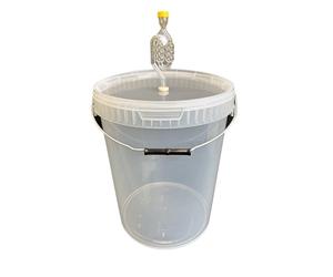 SILPLAST Récipient de fermentation de 25 l avec tube de fermentation et couvercle en caoutchouc d'étanchéité, seau à fermentation pour bière, vin ou purée, convient à un usage alimentaire, idéal pour