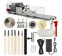 Silriku Mini Tour Machine Bricolage Travail Du Bois Tour à Bois Fraiseuse Meulage Perles De Polissage Perceuse Ensemble D'Outils Rotatifs Prise Ue