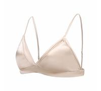 SilRiver 19mm Élastique en Soie Vraie Soutien-Gorge Triangle Confort Spa Professionnel Spécial Post-opératoire Coussinets Amovibles (Oatmeal, Taille L)