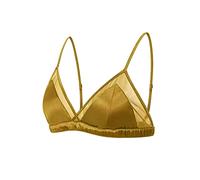 SilRiver Bralette en Soie avec Rembourrage Amovible sans Armature à Détails Résille - Doux et Confortable pour Peaux Sensibles (Plaqué Or, S)