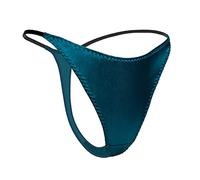 SilRiver Culotte String Femme en Satin de Soie - Coupe Seconde Peau pour Un Confort Longue Durée et Lingerie Douce (Bleu Turc, M)