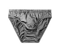 SilRiver Slip de bain pour homme en satin de soie - Slip bikini rehausseur de volume, argent foncé, S