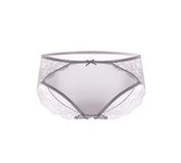 SilRiver Slip en Soie de Luxe pour Femme - Ornement en Dentelle - sous-vêtements Respirants Culotte au Quotidien (Gris argenté, M)