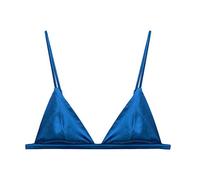 SilRiver Soutien-Gorge en Soie Sans Fil - Triangle Avec Satin Lisse - Féminin et Fonctionnel Sans Armatures (Pour Bonnets A-C) - Bleu - 86 cm