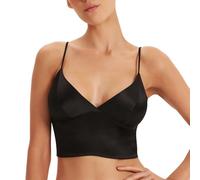 SilRiver Soutien-gorge sans armatures en soie triangle respirant pour femme, Noir , L