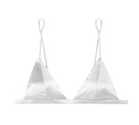 SilRiver Soutien-Gorge Triangle en Satin de Soie pour Femme - sans Armatures, Ultra Doux avec Confort Toute la Journée (Blanc, XL)