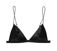 SilRiver Soutien-Gorge Triangle en Satin de Soie pour Femme - sans Armatures, Ultra Doux avec Confort Toute la Journée (Noir, XS)
