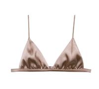 SilRiver Soutien-Gorge Triangle en Satin de Soie pour Femme - sans Armatures, Ultra Doux avec Confort Toute la Journée (Champagne, XS)