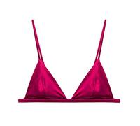 SilRiver Soutien-gorge triangle sans fil en soie pour femme avec bonnets souples en satin lisse, soutien-gorge féminin et fonctionnel sans armatures (pour bonnets A-C), Rose/violet, L