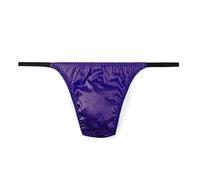 SilRiver String en Satin de Soie pour Hommes - sous-vêtements de Bikini G-String (Violet, L/XL)