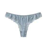 SilRiver String en soie pour femme - Culotte en satin - Dos en T, Mer orageuse, Large