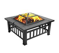 SilteD Brasero de camping portable de 81,3 cm pour jardin, jardin, foyer en métal avec accessoires, grilles de barbecue