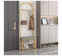 SilteD Cintre exquis porte-manteau d'entrée indépendant banc pour chaussures banc de rangement pour arbre 3 en 1 avec 6 crochets porte-manteau pour couloir maison chambre à coucher/80 x 25 x 178 cm
